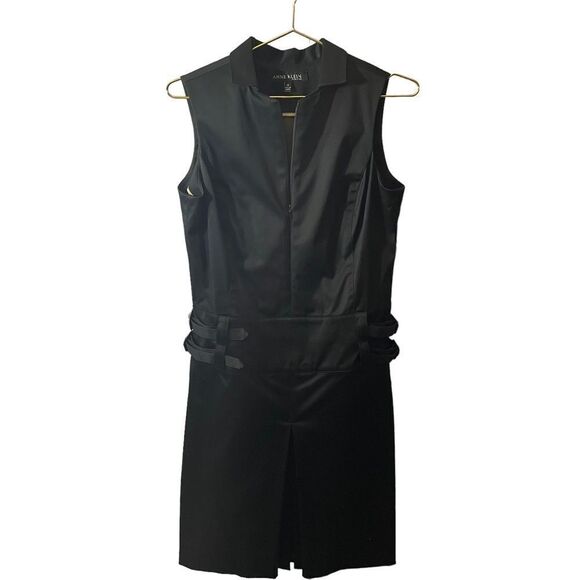 Anne Klein Black Cotton Blend Sleeveless Side Buckle Dress Size 10 - Picture 1 of 11